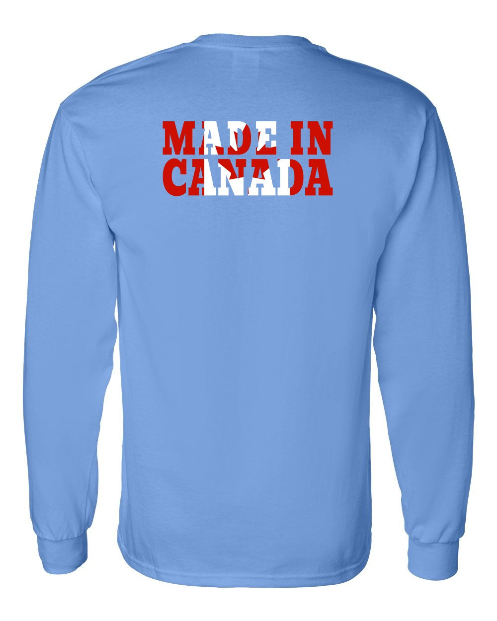 Made in Canada Flag Background Left Chest and Back Long Sleeve - Gildan Canada (sewn Internationally) - Unisex