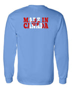 Made in Canada Flag Background Left Chest and Back Long Sleeve - Gildan Canada (sewn Internationally) - Unisex