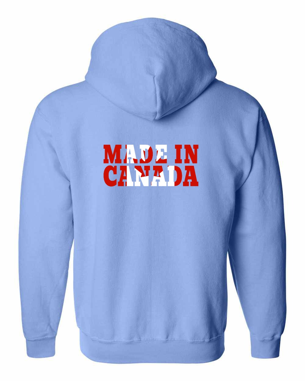 Made in Canada Flag Background Left Chest and Back Zip Hoodie - Gildan Canada (sewn Internationally) - Unisex