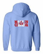 Made in Canada Flag Background Left Chest and Back Zip Hoodie - Gildan Canada (sewn Internationally) - Unisex