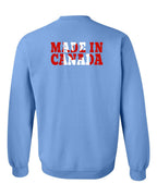 Made in Canada Flag Background Left Chest and Back Crewneck Sweatshirt - Gildan Canada (sewn Internationally) - Unisex