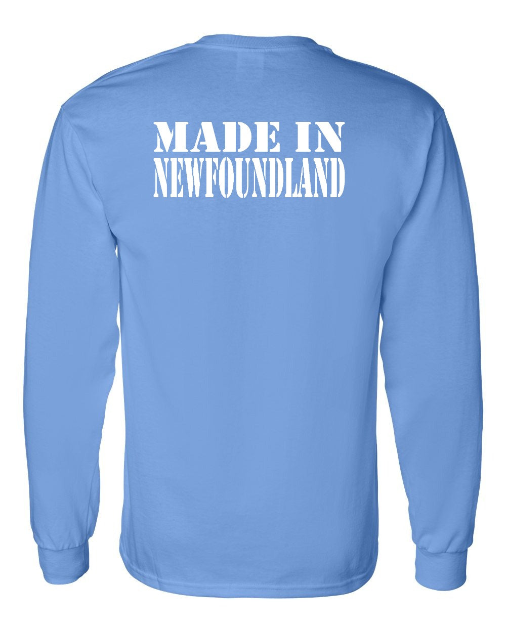 Made In NFLD ( White Lettering) Left Chest and Back Long Sleeve - Unisex