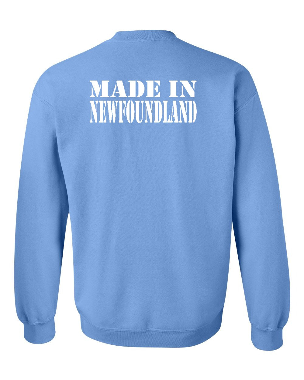 Made In NFLD ( White Lettering) Left Chest and Back Crewneck Sweatshirt - Unisex