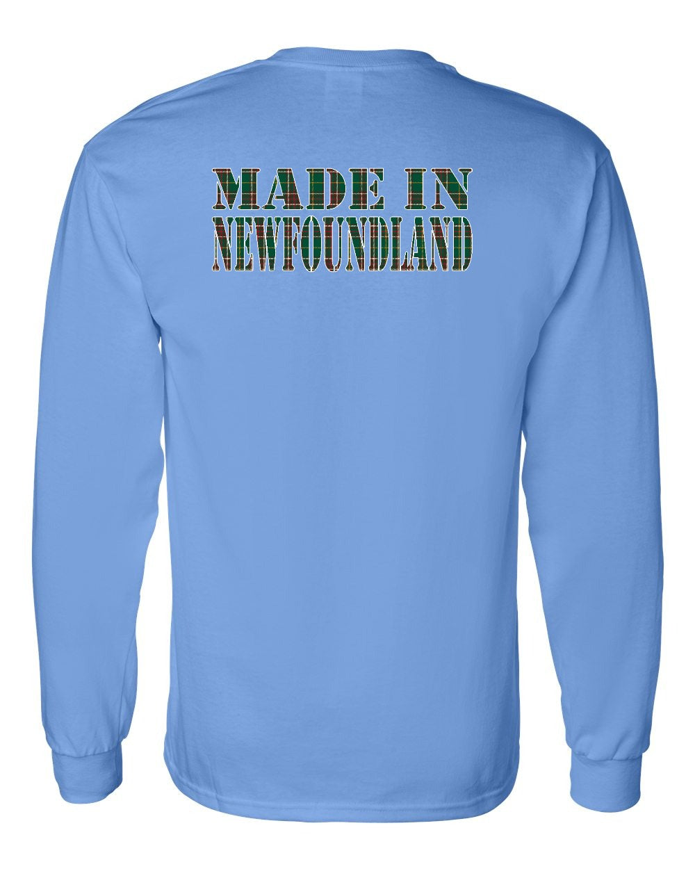 Made In NFLD ( Tartan Lettering) Left Chest and Back Long Sleeve - Unisex