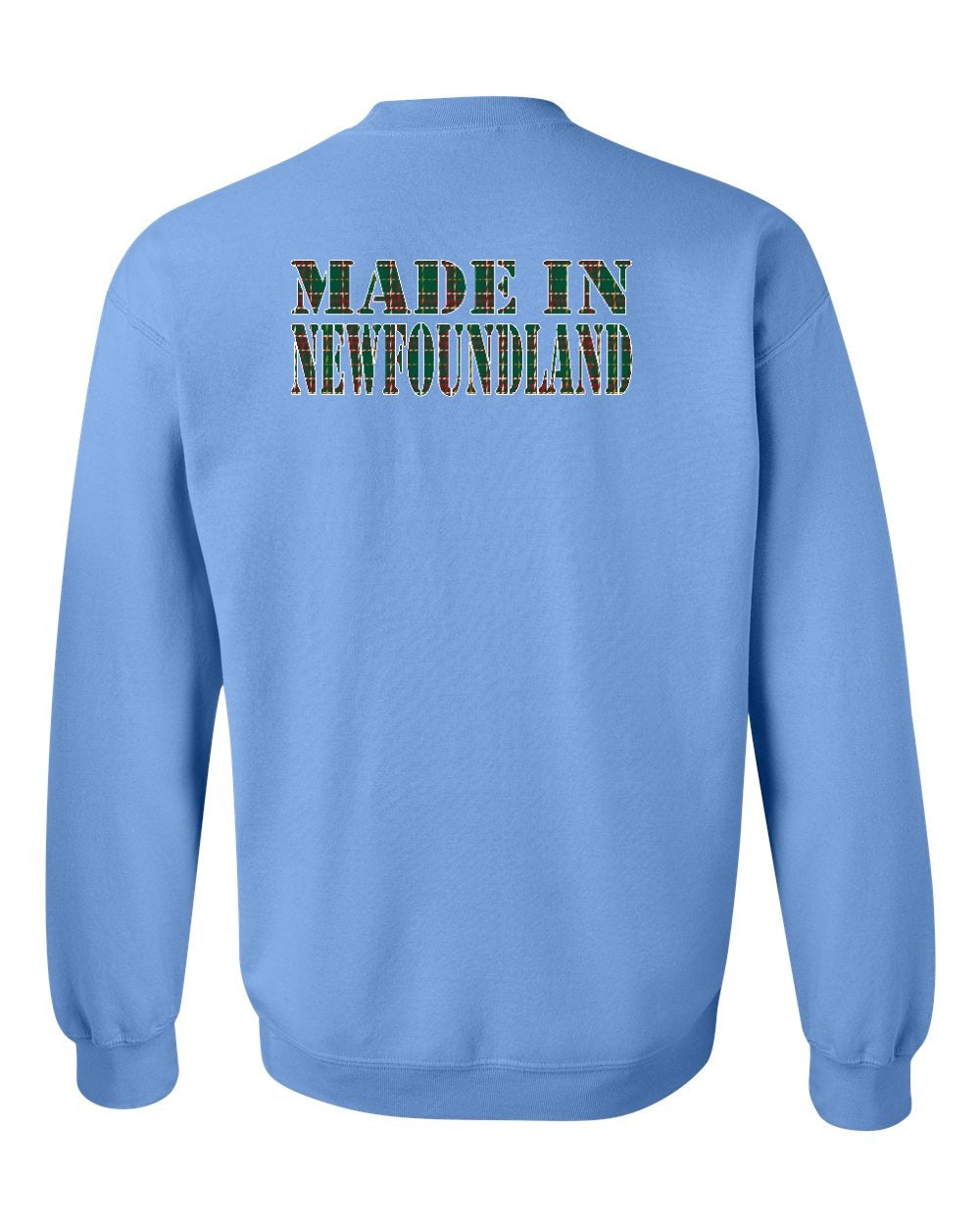 Made In NFLD ( Tartan Lettering) Left Chest and Back Crewneck Sweatshirt - Unisex