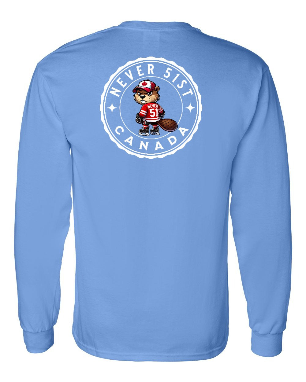 Never 51st Beaver Left Chest and Back Long Sleeve - Gildan Canada (sewn Internationally) - Unisex