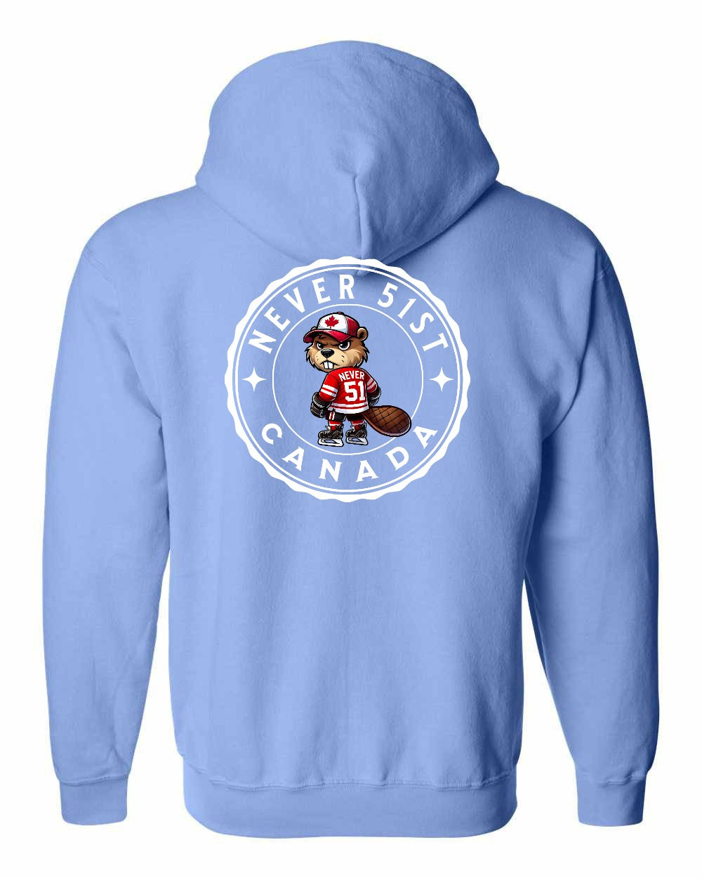 Never 51st Beaver Left Chest and Back Zip Hoodie - Gildan Canada (sewn Internationally) - Unisex