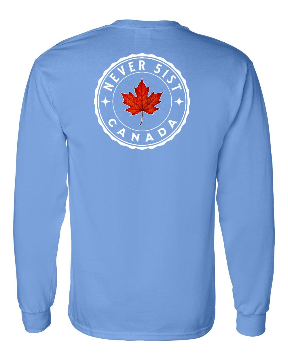 Never 51st Leaf Left Chest and Back Long Sleeve - Gildan Canada (sewn Internationally) - Unisex