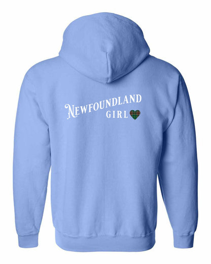 Newfoundland Girl Tartan Left Chest and Back Zip Hoodie