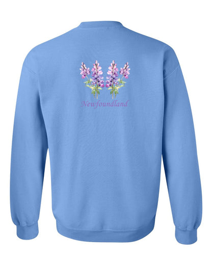 Newfoundland Lupins Left Chest and Back Crewneck Sweatshirt
