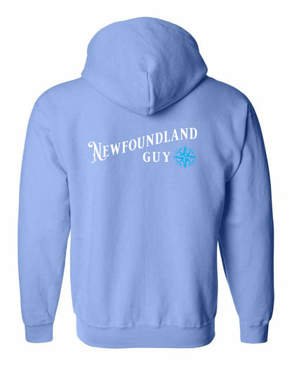 Newfoundland Guy blue Left Chest and Back Zip Hoodie
