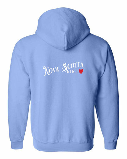 Nova Scotia Girl Red Heart Left Chest and Back zip-hoodie