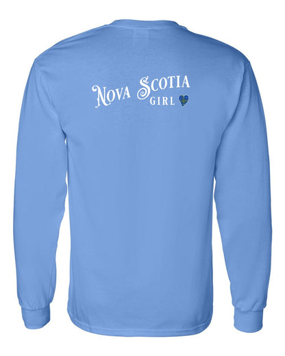 Nova Scotia Girl Tartan Heart Left Chest and Back Long Sleeve Tee