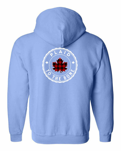 Plaid to the Bone Circle Leaf Left Chest and Back Zip Hoodie - Gildan Canada (sewn Internationally)