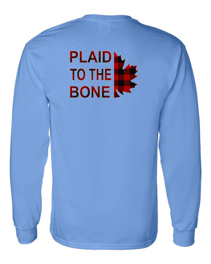 Plaid to the Bone Stacked Leaf Left Chest and Back Long Sleeve