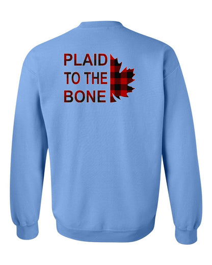 Plaid to the Bone Stacked Leaf Left Chest and Back Crewneck