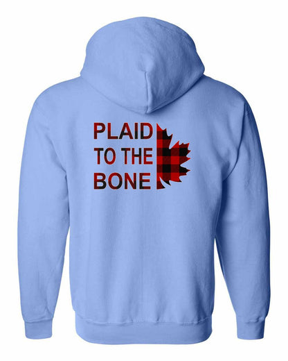 Plaid to the Bone Stacked Leaf Left Chest and Back Zip Hoodie - Gildan Canada (sewn Internationally)