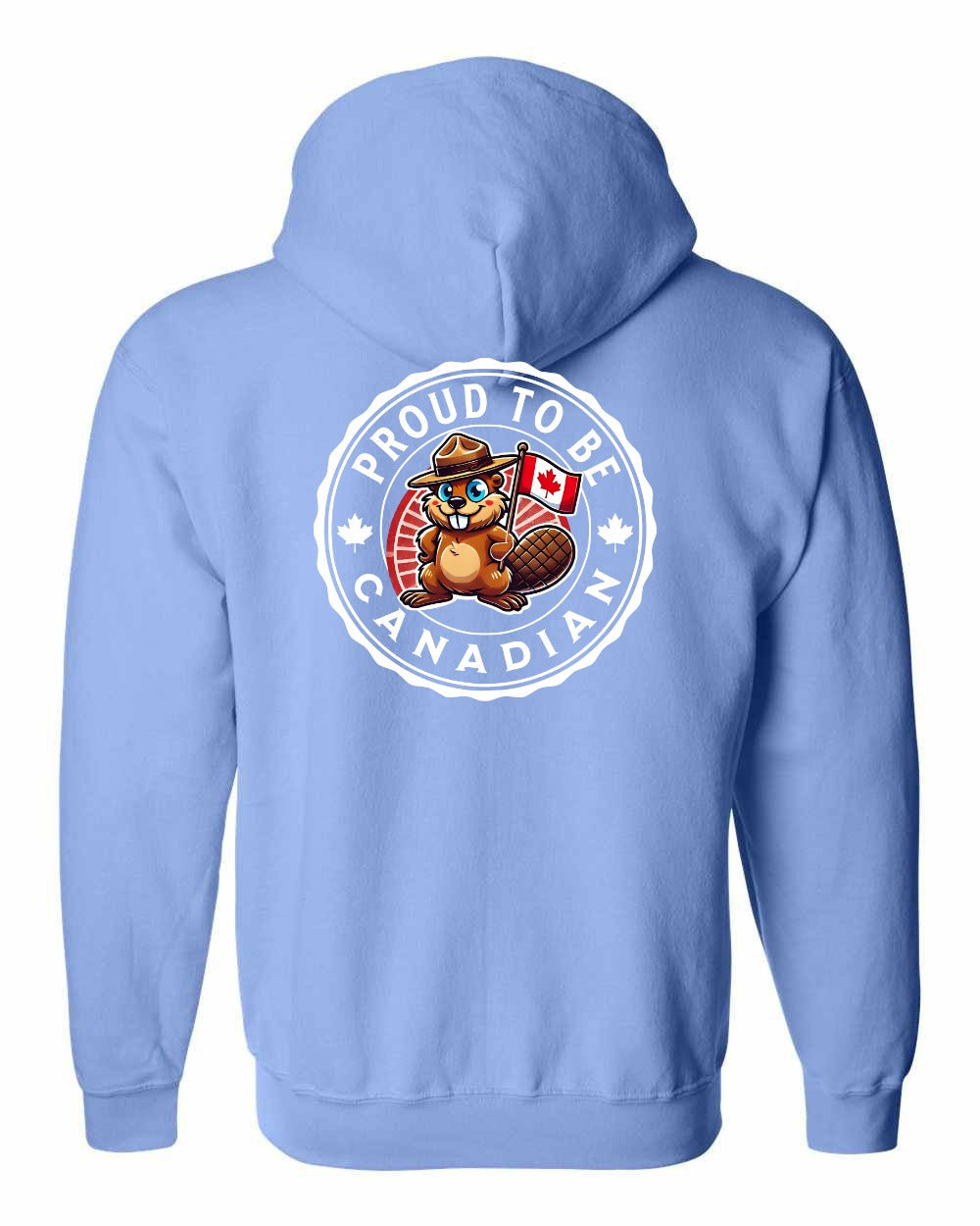 Proud to be Canadian Beaver Left Chest and Back Zip Hoodie - Gildan Canada (sewn Internationally)