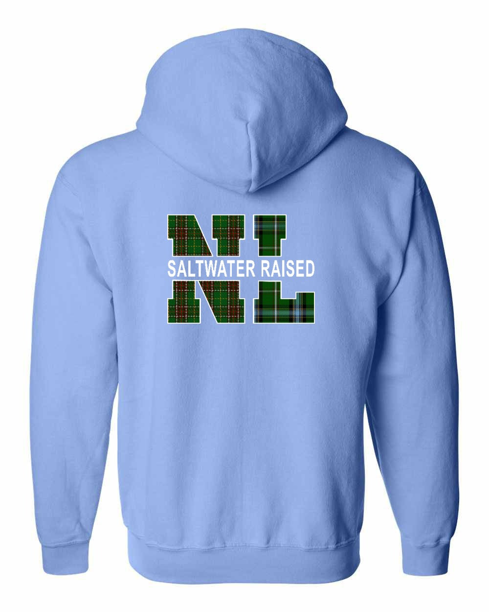 NFLD and Labrador Saltwater Raised Left Chest and Back Zip Hoodie - Unisex