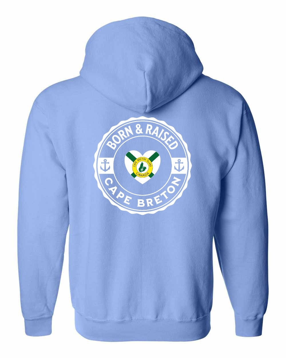 Born and Raised CB Heart Flag Left Chest & Back Zip Hoodie - Unisex