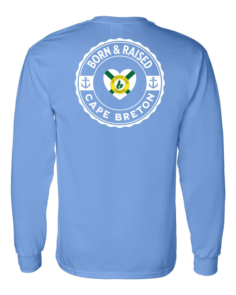 Born and Raised CB Heart Flag Left Chest & Back Long Sleeve Tee - Unisex