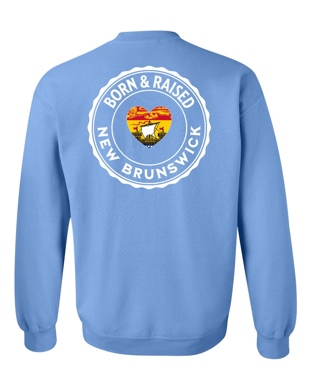 Born and Raised NB Heart Flag Left Chest & Back Crewneck Sweatshirt - Unisex