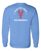 Maritime Swag NB Mandala Red Lobster White Lettering Left Chest and Back Long Sleeve Tee - Unisex