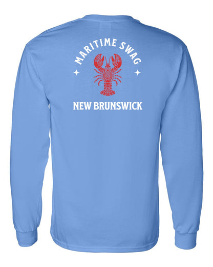 Maritime Swag New Brunswick Mandala Red Lobster Left Chest and Back Long Sleeve Tee