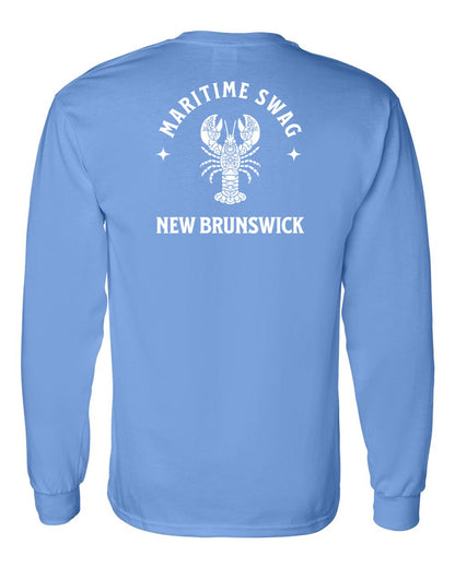 Maritime Swag New Brunswick Mandala white Lobster Left Chest and Back Long Sleeve Tee