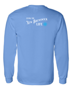 Living the NB Life blue Left Chest and Back Long Sleeve Tee - Unisex