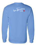 Just a NB Girl Red Heart Left Chest and Back Long Sleeve Tee - Unisex