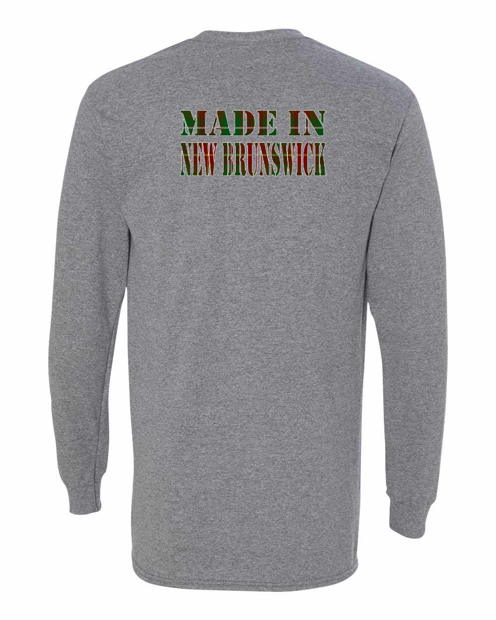 Made In NB ( Tartan Lettering) Left Chest and Back Long Sleeve Tee - Unisex