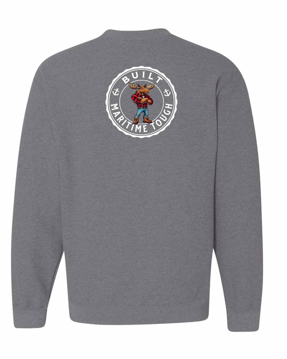 Built Maritime Tough Moose Left Chest and Back Crewneck Sweatshirt - Unisex