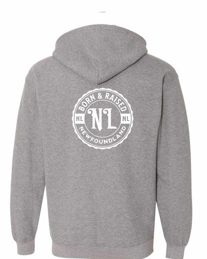 Born & Raised Newfoundland Left Chest And Back Zip Hoodie