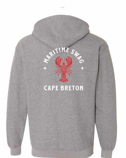 Maritime Swag Cape Breton Mandala Red Lobster Left Chest and Back Zip Hoodie
