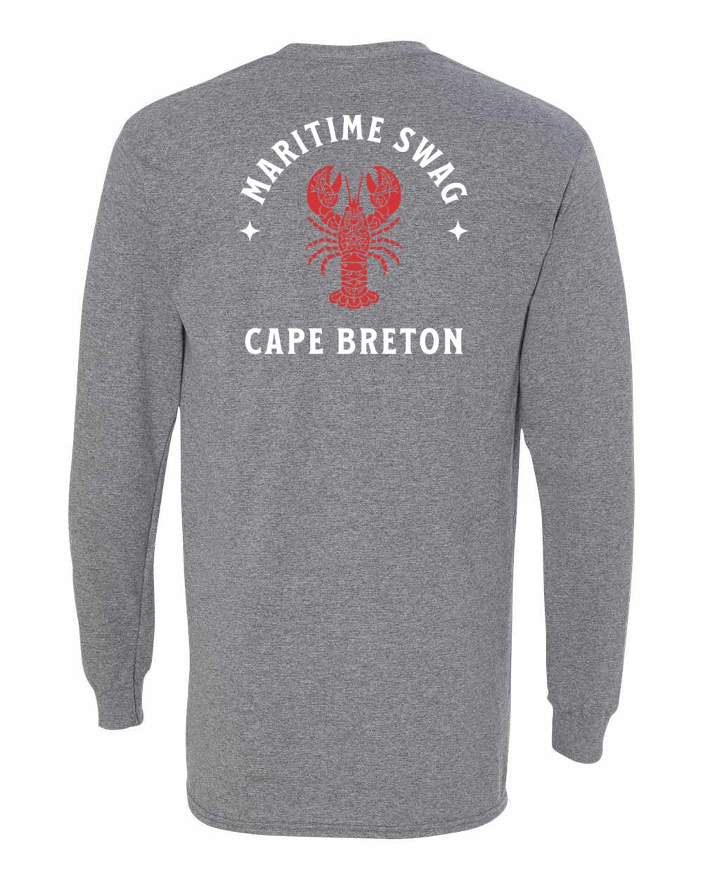 Maritime Swag Cape Breton Mandala Red Lobster Left Chest and Back Long Sleeve Tee