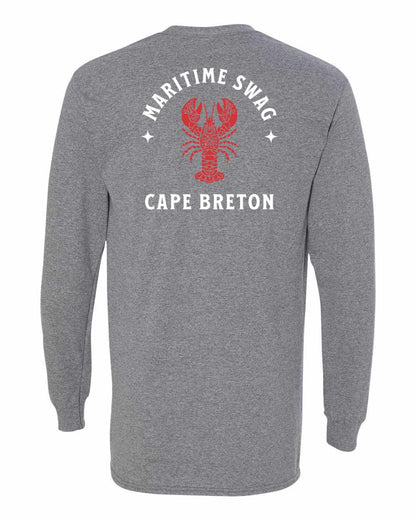 Maritime Swag Cape Breton Mandala Red Lobster Left Chest and Back Long Sleeve Tee