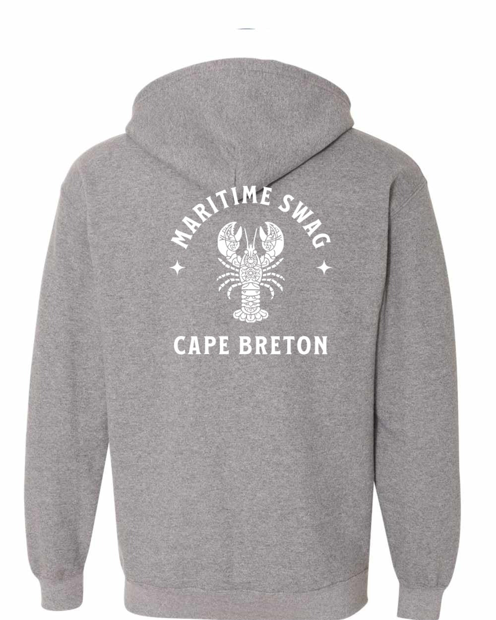Maritime Swag CB Mandala white Lobster Left Chest and Back Zip Hoodie - Unisex