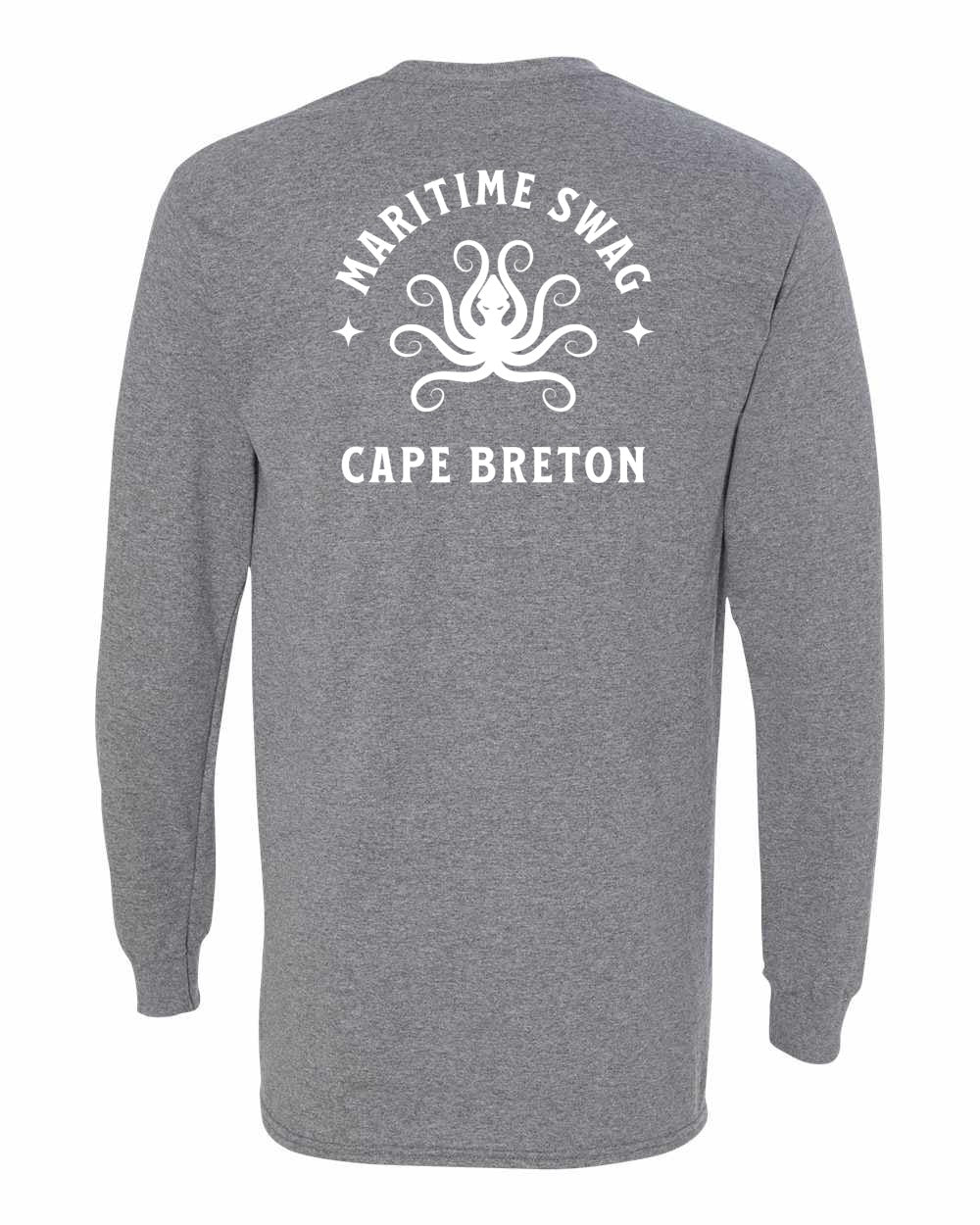 Maritime Swag Cape Breton Octopus Left Chest and Back Long Sleeve Tee