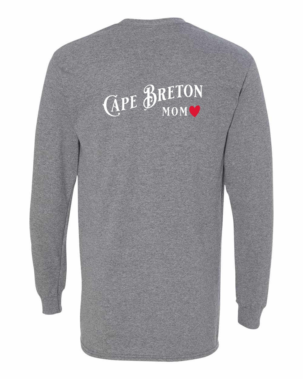 Cape Breton Mom Left Chest and Back Long Sleeve Tee