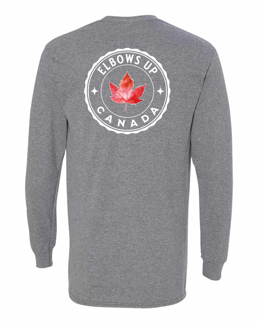 Elbows up Leaf Left Chest and Back Long Sleeve - Gildan Canada (sewn Internationally) - Unisex