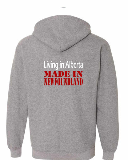 Living Alberta Made in Newfoundland Left Chest and Back Zip Hoodie