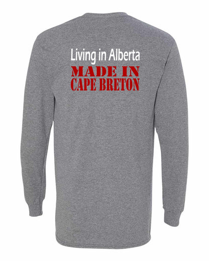 Living Alberta Made in Cape Breton Left Chest and Back Long Sleeve Tee