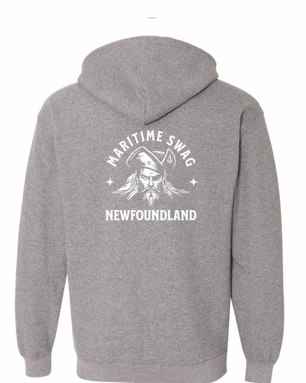 Maritime Swag NFLD Pirate Left Chest and Back Zip Hoodie - Unisex