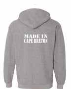 Made In CB White Left Chest and Back Zip Hoodie - Unisex
