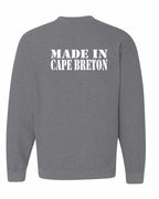 Made In CB White Left Chest and Back Crewneck Sweatshirt - Unisex