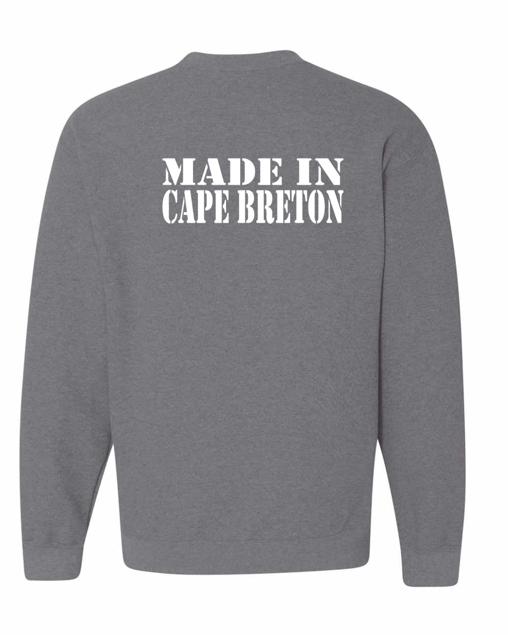 Made In CB White Left Chest and Back Crewneck Sweatshirt - Unisex