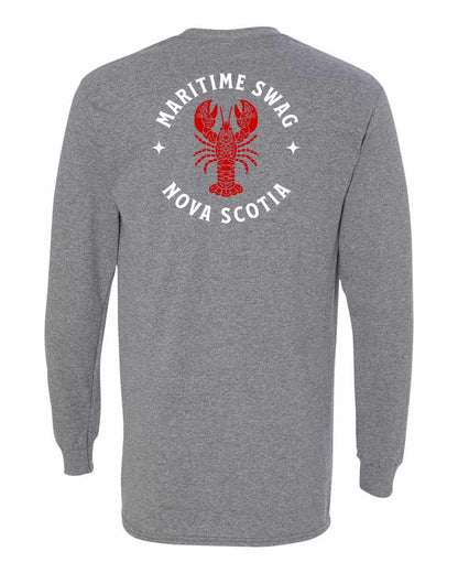 Maritime Swag Nova Scotia Mandala Red Lobster Left Chest and Back Long Sleeve Tee
