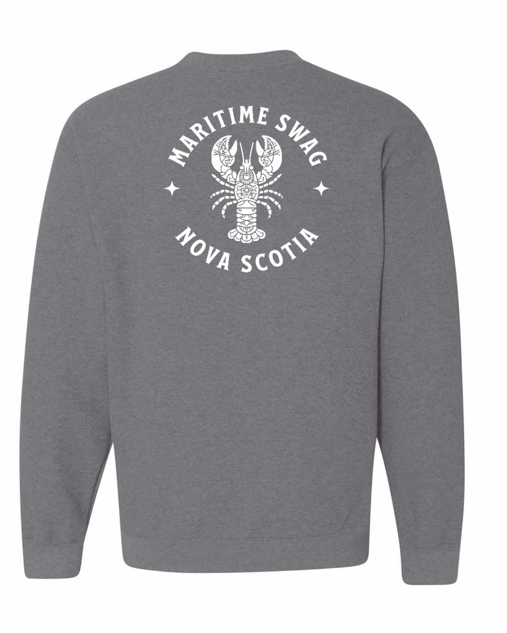 Maritime Swag Nova Scotia Mandala white Lobster Left Chest and Back crew-neck