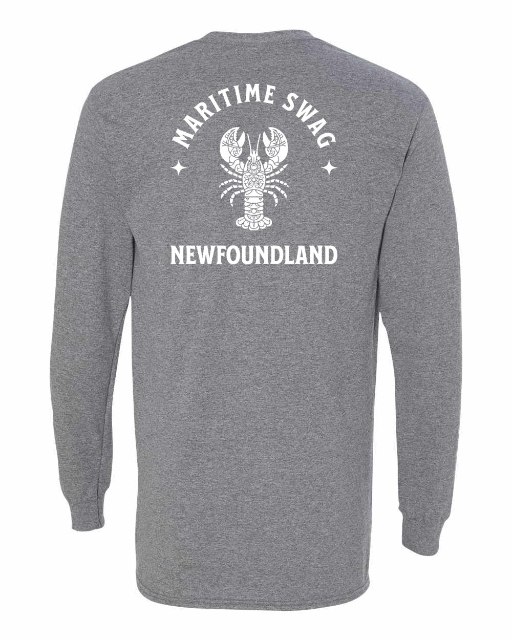 Maritime Swag NFLD Mandala white Lobster Left Chest and Back Long Sleeve - Unisex